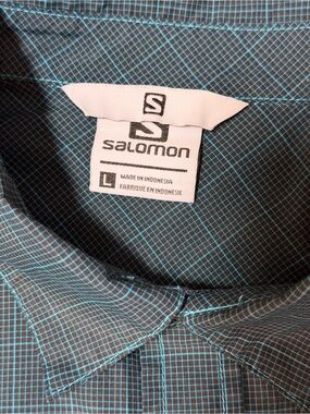 Salomon Men’s Large Blue Performance Short Sleeve Button Up Shirt
